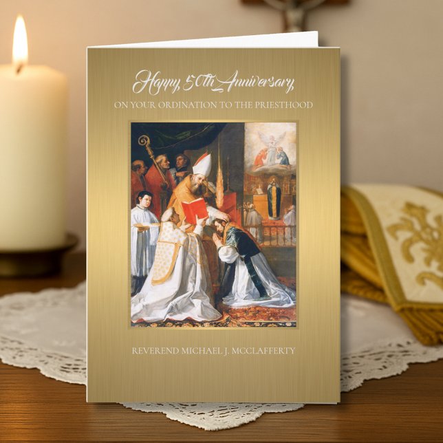 50th Anniversary Ordination Catholic Priest Card (Creator Uploaded)