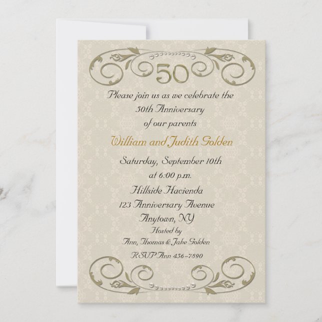 50th Anniversary Ornate Scroll Invitation (Front)