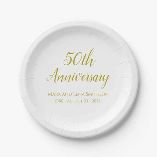 50th Anniversary Paper Plates Tableware (Front)