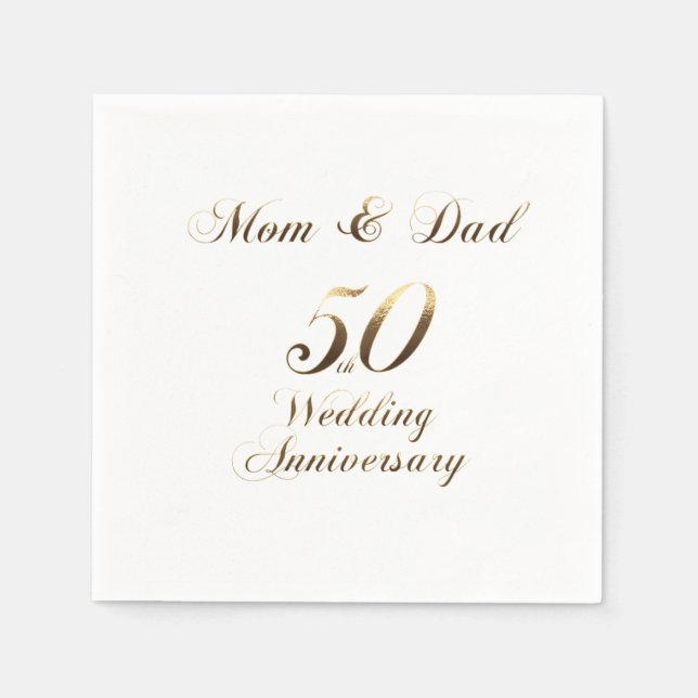 50th Anniversary Parents Golden Wedding Napkin (Front)