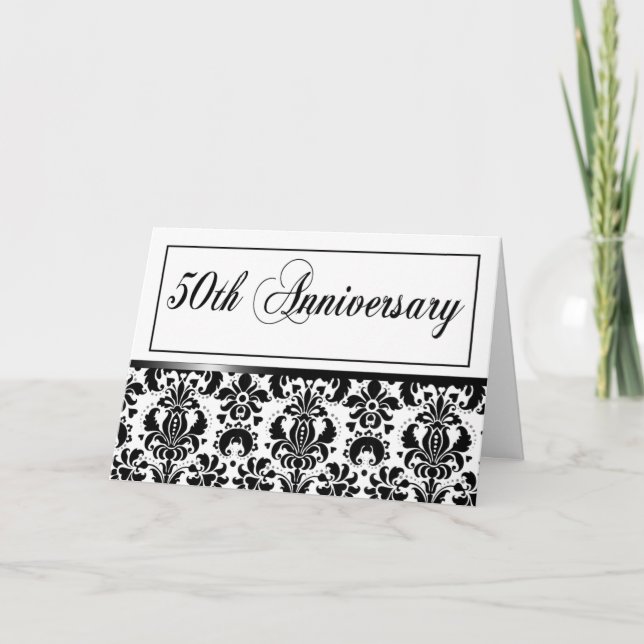 50th Anniversary Party (Chaucer/black & white) Invitation (Front)