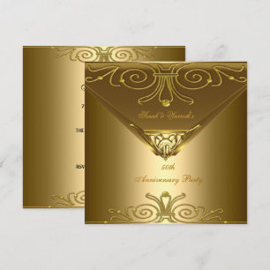 50th Anniversary Party Elegant Gold Art Deco 2 Invitation