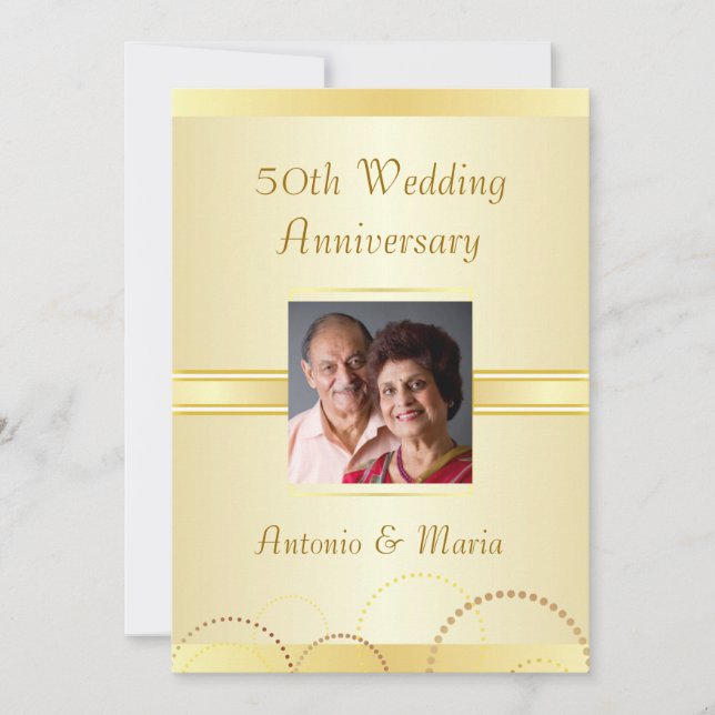50th Anniversary Party Elegant Gold Invitations (Front)