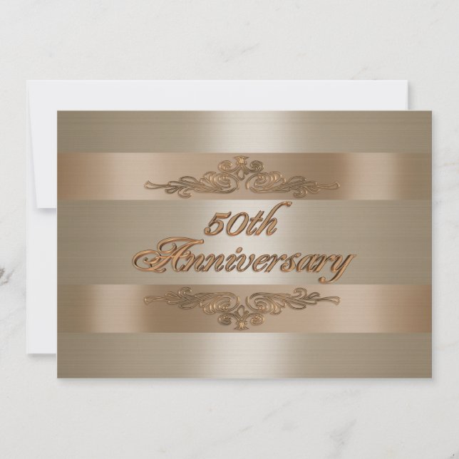 50th anniversary party gold satin invitation (Front)