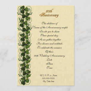 50th anniversary party invitation Irish shamrocks