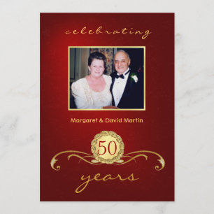50th Anniversary Party Invitations - Elegant Red