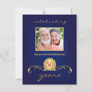 50th Anniversary Party Invitations - Royal Blue