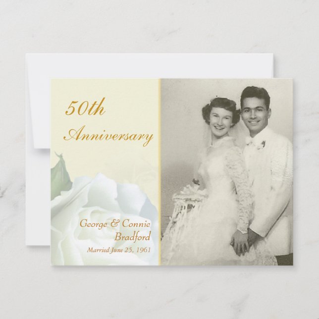 50th Anniversary Party Invitations - White Roses (Front)