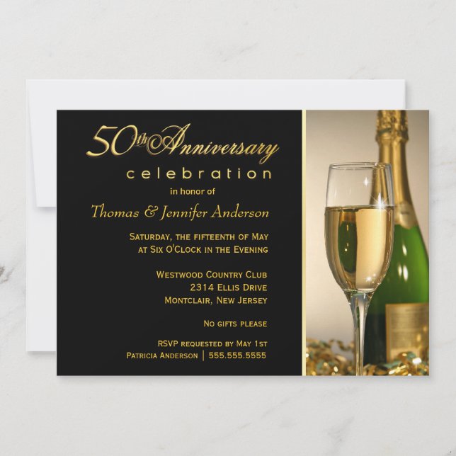 50th Anniversary Party Invitations with Monogram (Front)