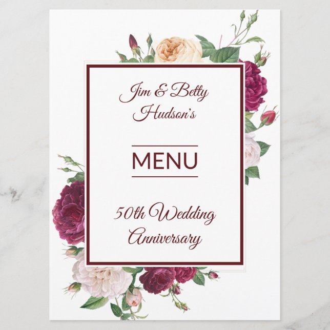 50th Anniversary Party  - Reception Menu (Front)