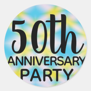 50th Anniversary Party Tie Dye Classic Round Sticker