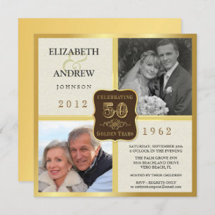 50th Anniversary Party Vintage 2 Photo Invitations