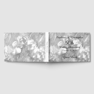 50th Anniversary Party White Flowers and Lace Guest Book