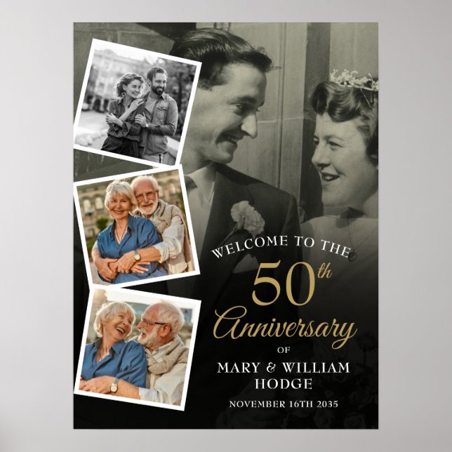 50th Anniversary Photo Collage Welcome Sign (Front)