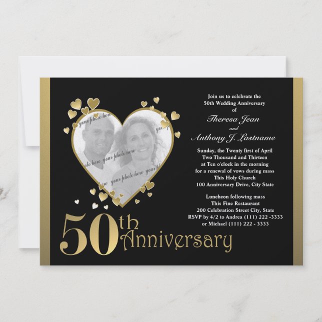 50th Anniversary Photo Heart Invitation (Front)
