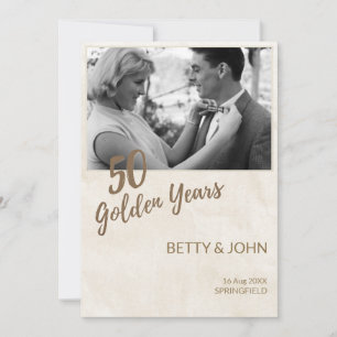 50th Anniversary Photo – Ivory Texture Invitation