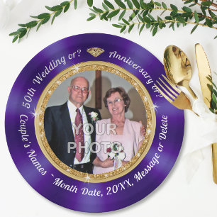 50th Anniversary Plates Personalised, with PHOTO, 