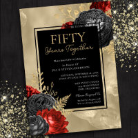 50th Anniversary Red Black Gold Floral