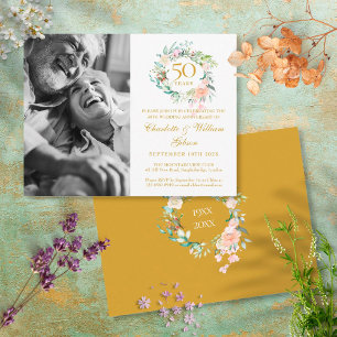 50th Anniversary Rose Garland Save the Date Photo Announcement Postcard