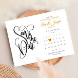 50th Anniversary Save the Date Calendar Gold Heart Announcement Postcard<br><div class="desc">This pretty 50th anniversary save the date card features a calendar and pretty gold love heart highlighting your special date. The reverse features gold heart confetti. Designed by Thisisnotme©</div>