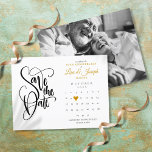 50th Anniversary Save the Date Calendar Gold Photo Announcement Postcard<br><div class="desc">This pretty 50th anniversary save the date card features a calendar and pretty gold love heart highlighting your special date. The reverse features your special photo. Designed by Thisisnotme©</div>
