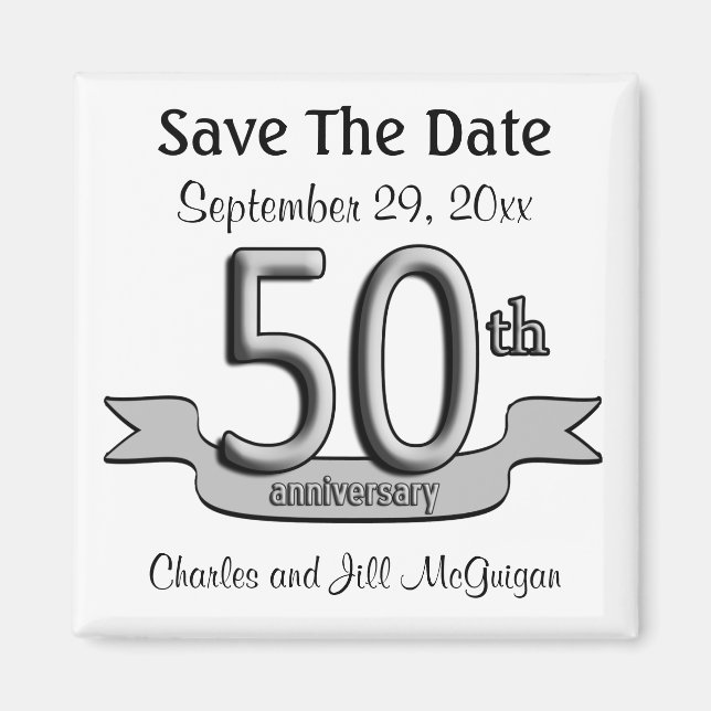 50th Anniversary Save The Date Party Favours Magnet (Front)