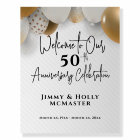 50th Anniversary Sign Gold and Black Welcome