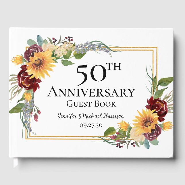 50th Anniversary Sunflowers Guest Book (Front)