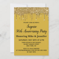 50th Anniversary Surprise Party Gold Black Fifty