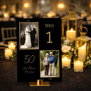 50th Anniversary Table Number – Then and Now Photo