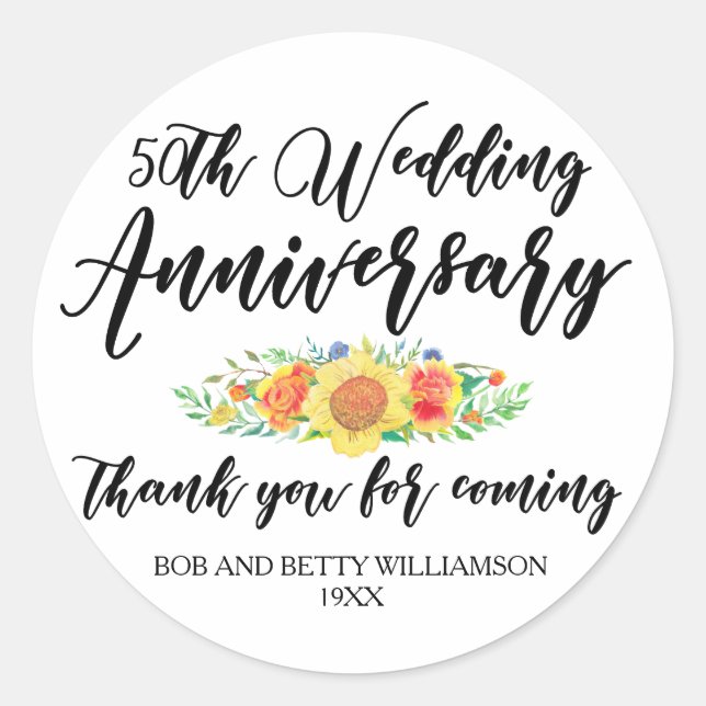 50th Anniversary Thank You for Coming Favour Seal (Front)