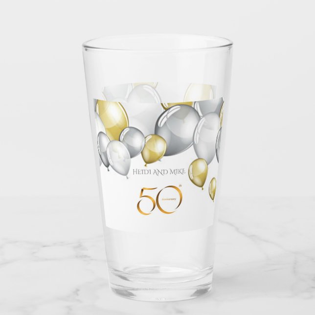 50th Anniversary tumbler/glass. Personalised name. Glass (Front)