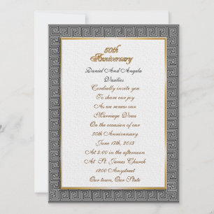 50th Anniversary vow renewal Greek key Invitation