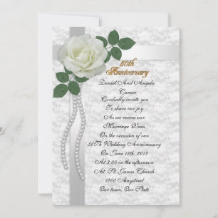 50th Anniversary vow renewal Invitation White rose