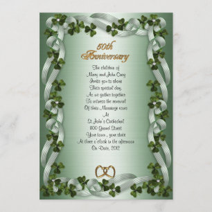 50th anniversary vow renewal Irish shamrocks Invitation