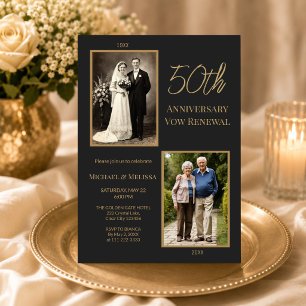 50th Anniversary Vow Renewal Then and Now Photo Invitation