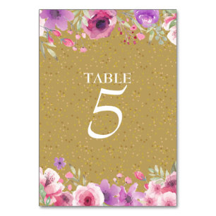 50th Anniversary Watercolour Roses Table Number