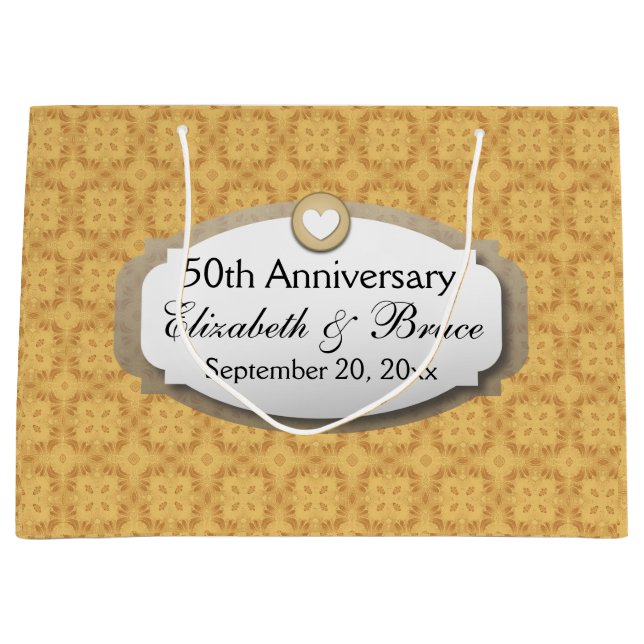 50th Anniversary Wedding Anniversary Gold Z05 Large Gift Bag (Front)
