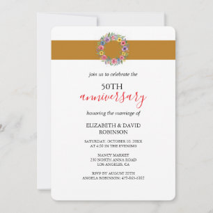50th anniversary wedding Gold unique Invitation