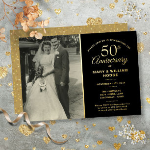 50th Anniversary Wedding Photo Black And Gold