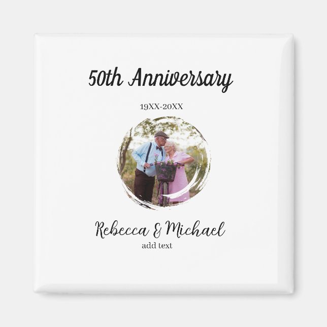 50th anniversary wedding photo circle name year  magnet (Front)