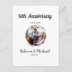 50th anniversary wedding photo circle name year  postcard