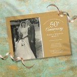 50th Anniversary Wedding Photo Gold Dust Confetti Invitation<br><div class="desc">Personalise with your favourite wedding photo and your special 50th golden wedding anniversary celebration details in chic white typography on a gold background. The reverse features gold dust confetti. Designed by Thisisnotme©</div>