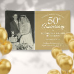 50th Anniversary Wedding Photo Golden Welcome Banner<br><div class="desc">Personalise with your favourite wedding photo and your special fifty years golden wedding anniversary event welcome information in chic white typography on a gold background. Designed by Thisisnotme©</div>