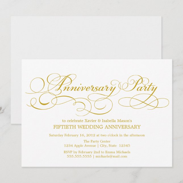 50th Anniversary | White/Gold Invitation (Front/Back)