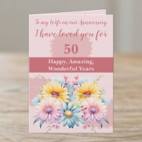 50th Anniversary wife gerbera floral pink