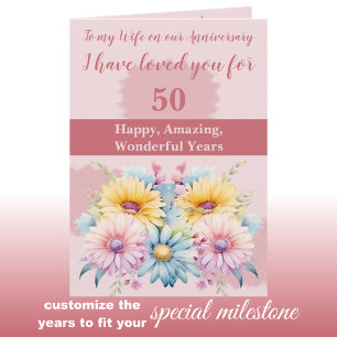 50th Anniversary wife gerbera floral pink Card