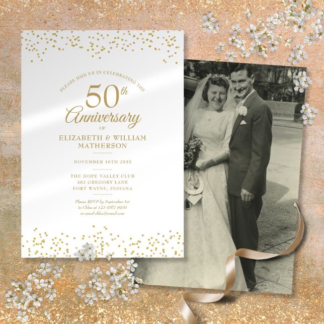 50th Anniversary Your Wedding Photo Gold Dust Invitation (50th Anniversary Your Wedding Photo Gold Dust Invitation)