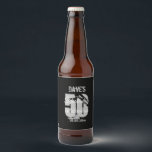50th Any Age Birthday Personalised Party Favour  Beer Bottle Label<br><div class="desc">Black Personalised 50th Any Birthday Party beer labels</div>