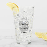 50th Any Age Birthday Personalised Party Favour   Glass<br><div class="desc">Black Personalised 50th Any Birthday Party Bar Glass</div>